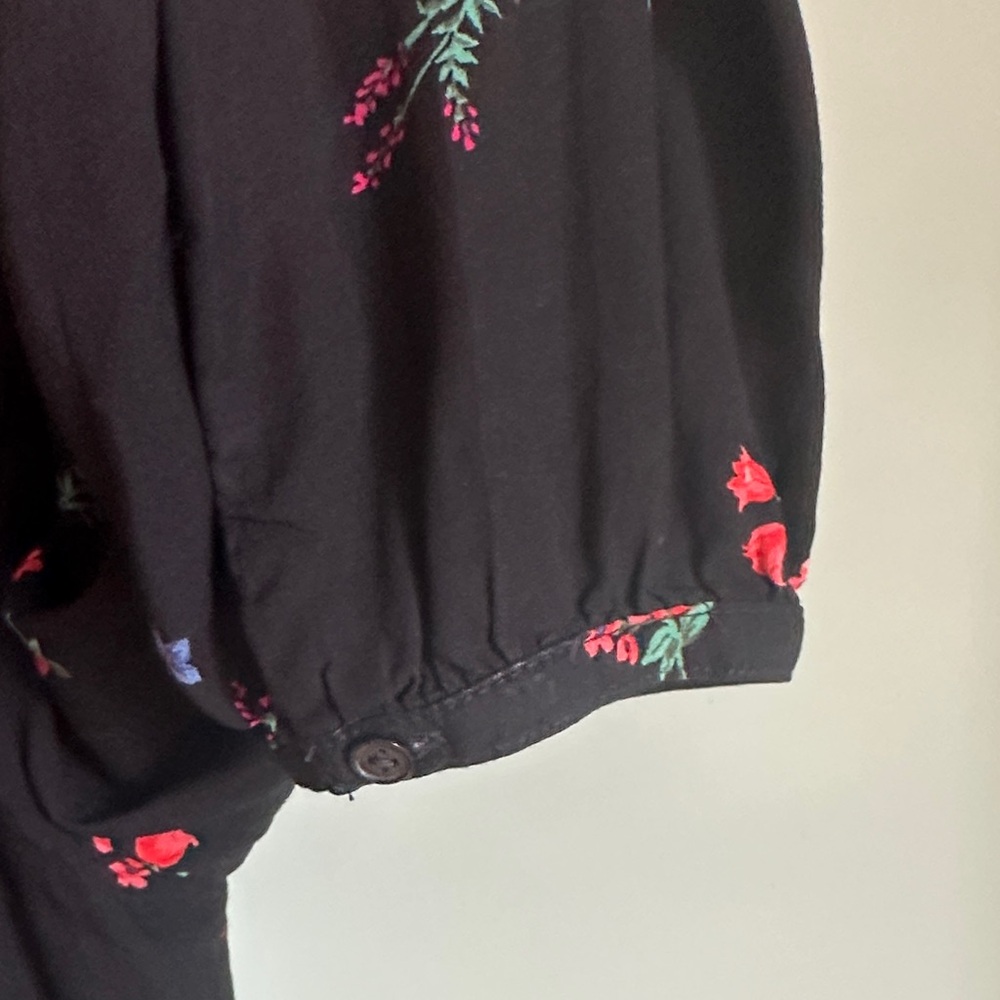 Old Navy Floral Black Women's Top size XL Long Sleeve - Picture 7 of 10